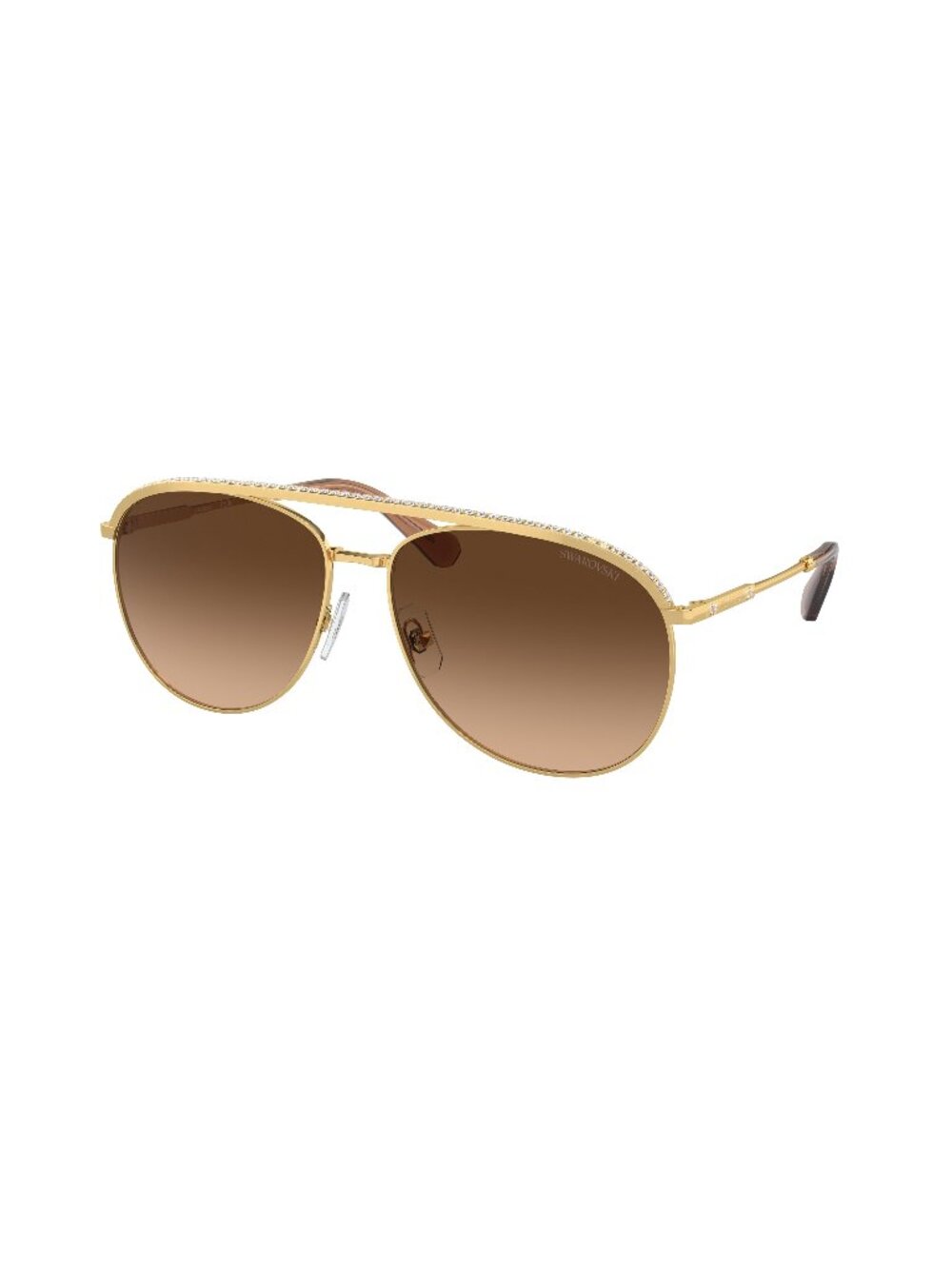 New Swarovski Women's Sunglasses Gold Aviator Brown Lens Metal Frame SK7005 61
